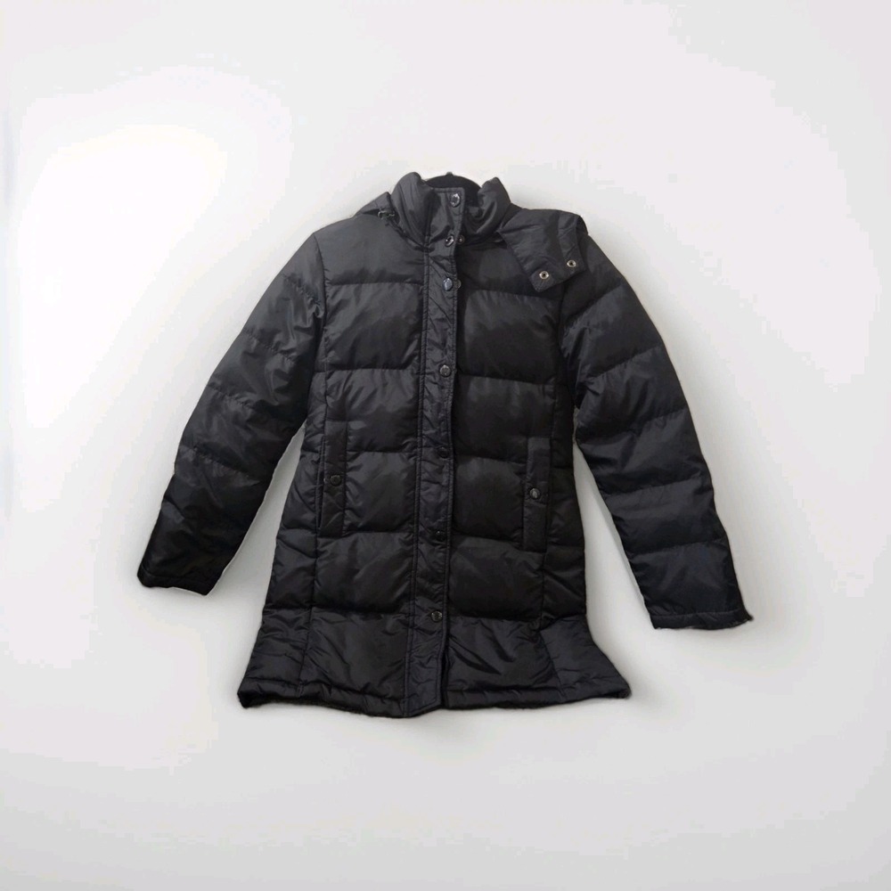 American Eagle Women's Down Puffer‎ Coat Black Size S Long Warm Jacket Nylon